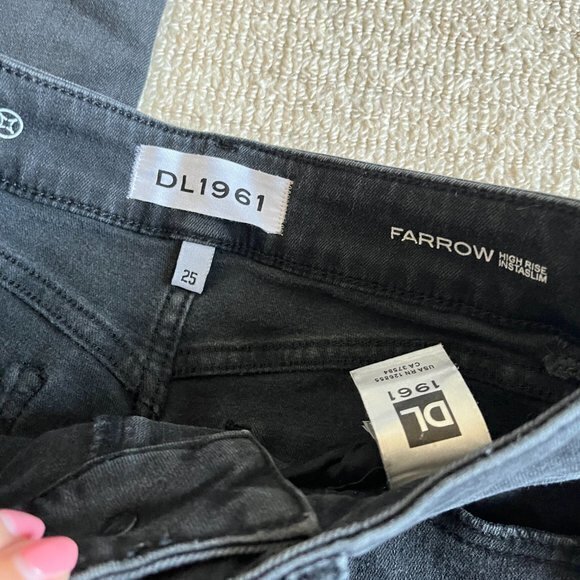 DL1961 FARROW HIGH RISE INSTASLIM MAGMA JEANS SKINNY ANKLE WOMENS SIZE 25 BLACK - Picture 6 of 8